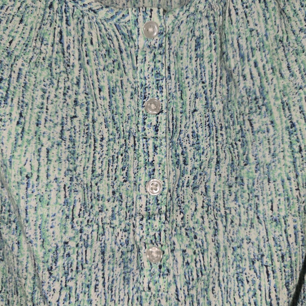 Eddie Bauer Green Blue Abstract Print Quarter Button Tank Artsy Resort Sz S - Picture 4 of 8